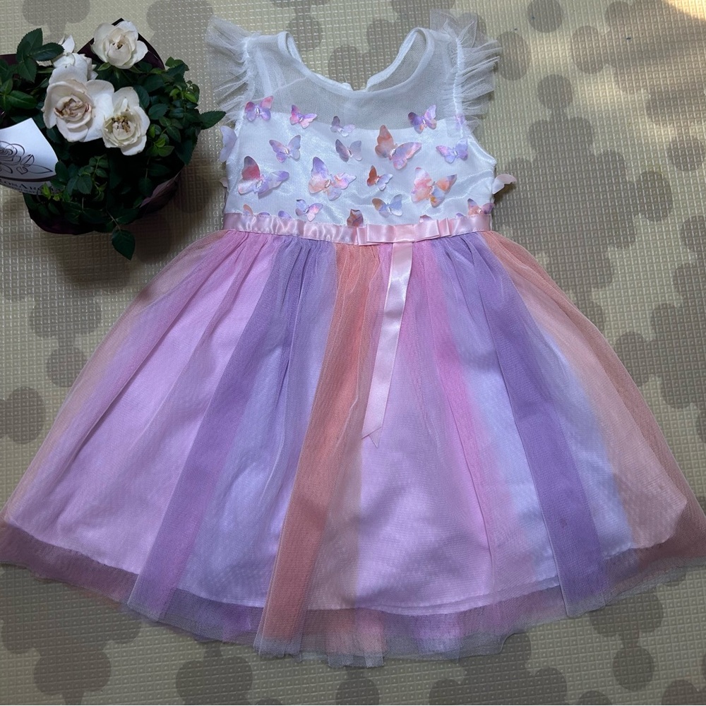 👶 Jona Michelle Elegant Pastel Dress with Butterfly Accents by The Kindness Shop